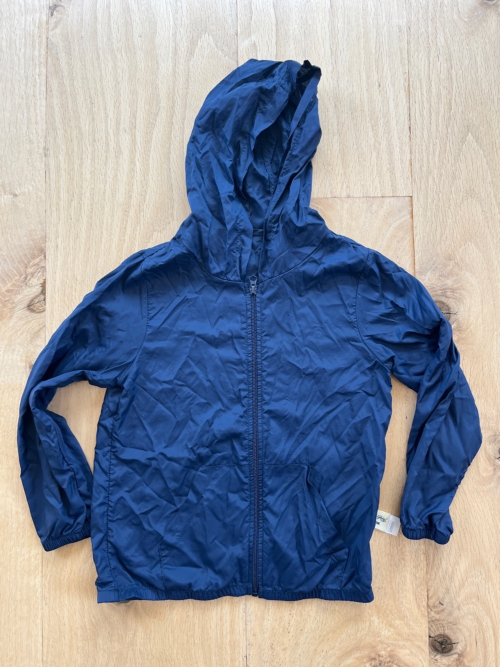 Faded Glory Navy Blue Light Packable Hooded Windbreaker Jacket